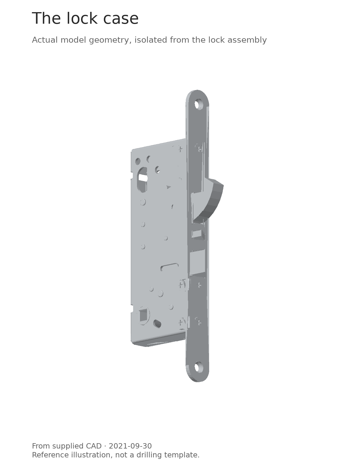 Lock case: angled CAD view