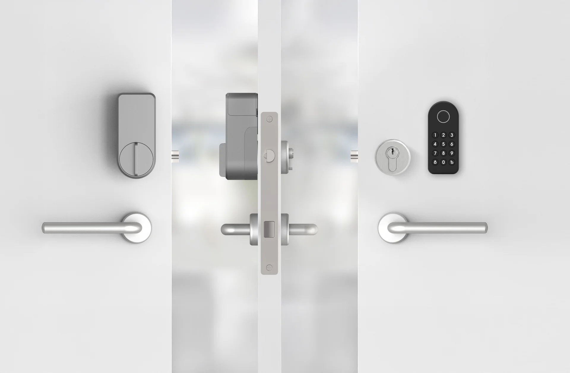 Easy Fit shown from inside, from the side and with the keypad outside