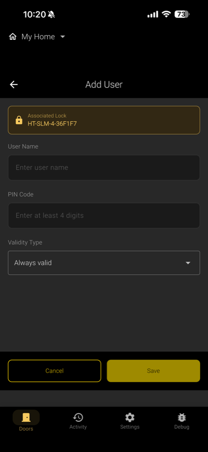 Heimgard Door app: Add a user