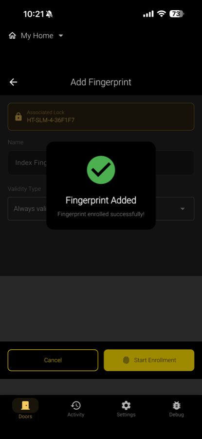 Heimgard Door app: Fingerprint ready